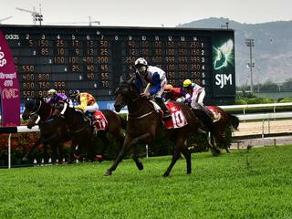 River Treasure (NZ) wins the Macau Guineas. Photo: Macau Jockey Club